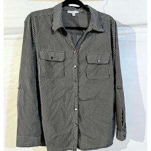 Notations Women’s Collared Blouse Stripped Shirt Medium size